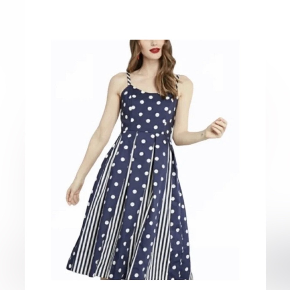 MODCLOTH Fit And Flare Polka Dot Striped
Midi Dress